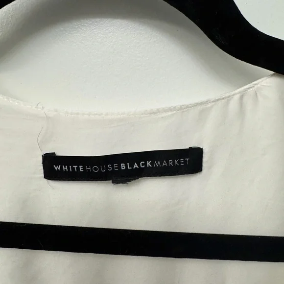 White House Black Market Cream Blouse with Lace Sleeve Detail - Picture 2 of 5